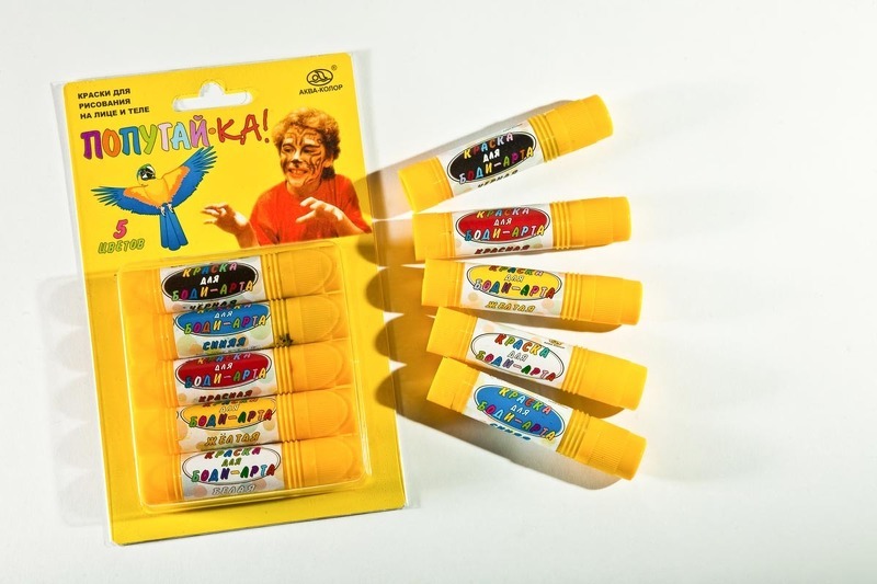 Аквагрим для детей "Попугай", набор из карандашей, 5 цветов, 30г фото